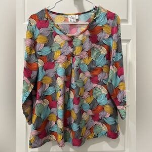 Parsley and Sage - Multicolor Leaf Print Women's Blouse